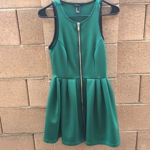 Forever 21 zip up green dress sleeveless